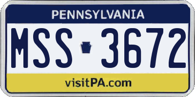 PA license plate MSS3672