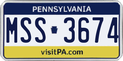 PA license plate MSS3674