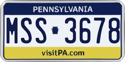 PA license plate MSS3678