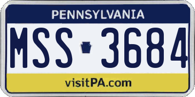 PA license plate MSS3684