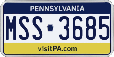 PA license plate MSS3685