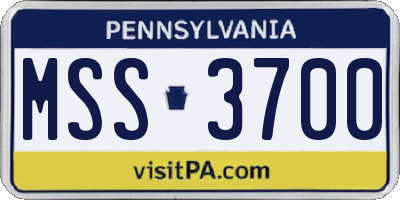 PA license plate MSS3700