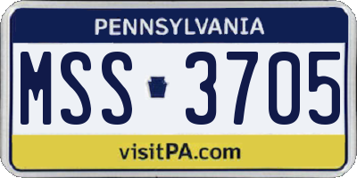 PA license plate MSS3705