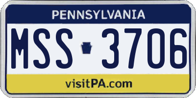 PA license plate MSS3706