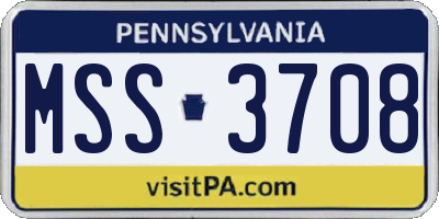 PA license plate MSS3708