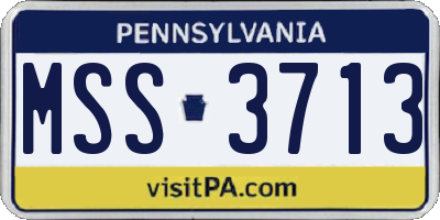 PA license plate MSS3713