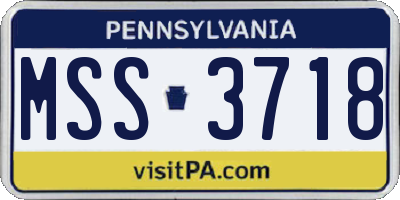 PA license plate MSS3718