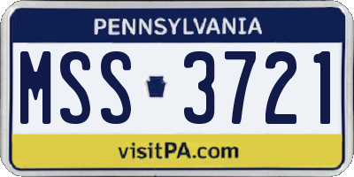 PA license plate MSS3721