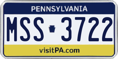 PA license plate MSS3722