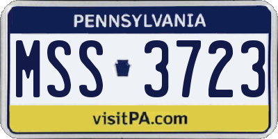 PA license plate MSS3723