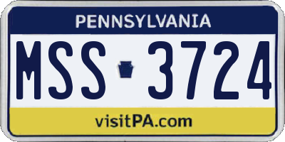 PA license plate MSS3724