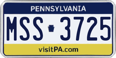 PA license plate MSS3725