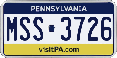 PA license plate MSS3726