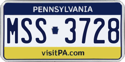 PA license plate MSS3728