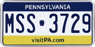 PA license plate MSS3729