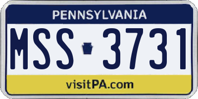 PA license plate MSS3731
