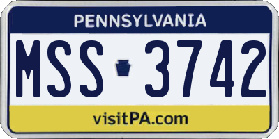 PA license plate MSS3742