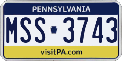 PA license plate MSS3743