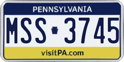 PA license plate MSS3745