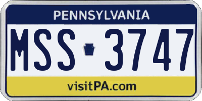 PA license plate MSS3747
