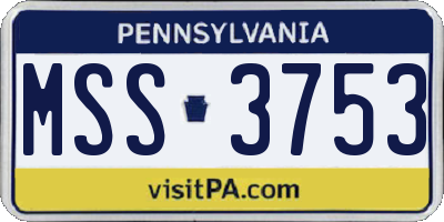 PA license plate MSS3753