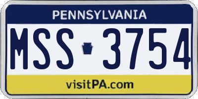 PA license plate MSS3754