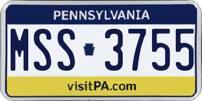 PA license plate MSS3755