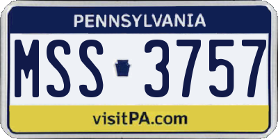 PA license plate MSS3757