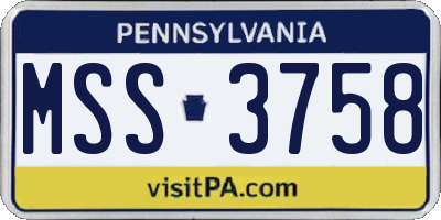 PA license plate MSS3758