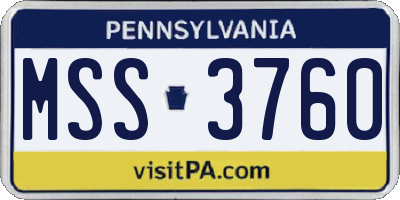 PA license plate MSS3760