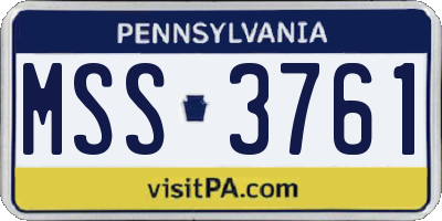 PA license plate MSS3761