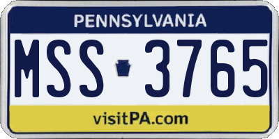 PA license plate MSS3765