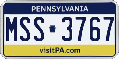 PA license plate MSS3767