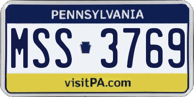 PA license plate MSS3769