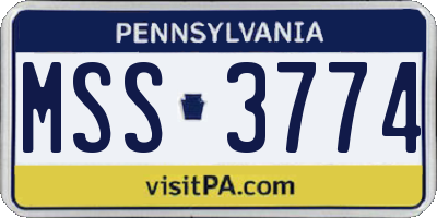 PA license plate MSS3774