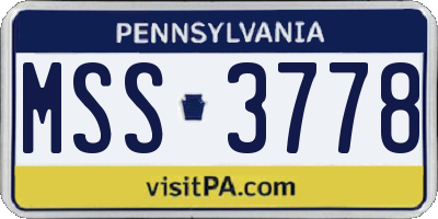 PA license plate MSS3778