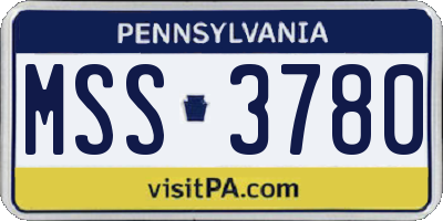 PA license plate MSS3780