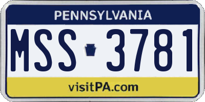 PA license plate MSS3781