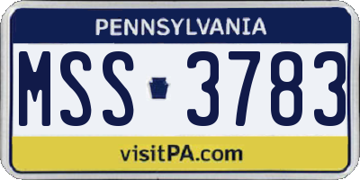 PA license plate MSS3783