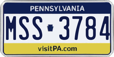 PA license plate MSS3784