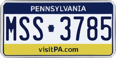 PA license plate MSS3785