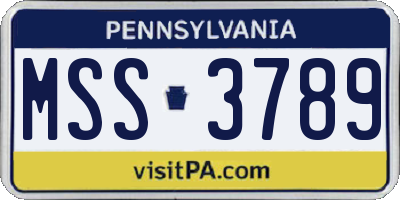 PA license plate MSS3789
