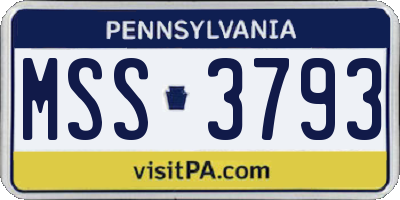 PA license plate MSS3793