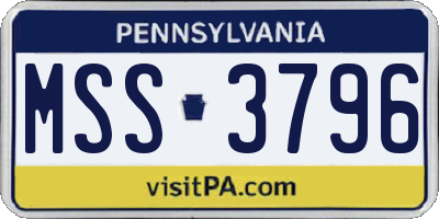 PA license plate MSS3796