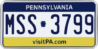 PA license plate MSS3799