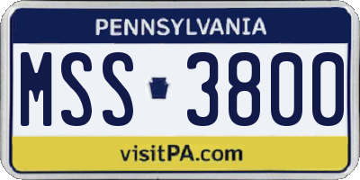 PA license plate MSS3800