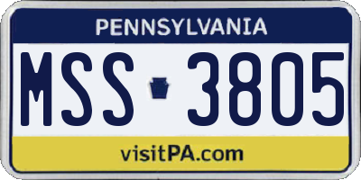 PA license plate MSS3805
