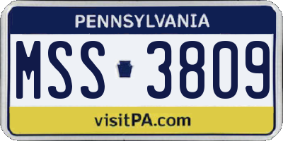 PA license plate MSS3809