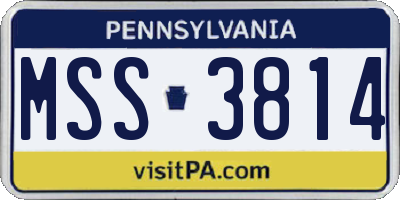 PA license plate MSS3814