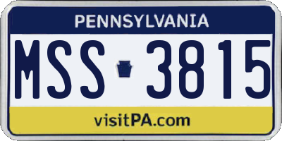 PA license plate MSS3815